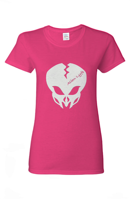 Alien Lyfe (white Logo) Cotton Candy Style, Ladies Heavy Cotton T-Shirt