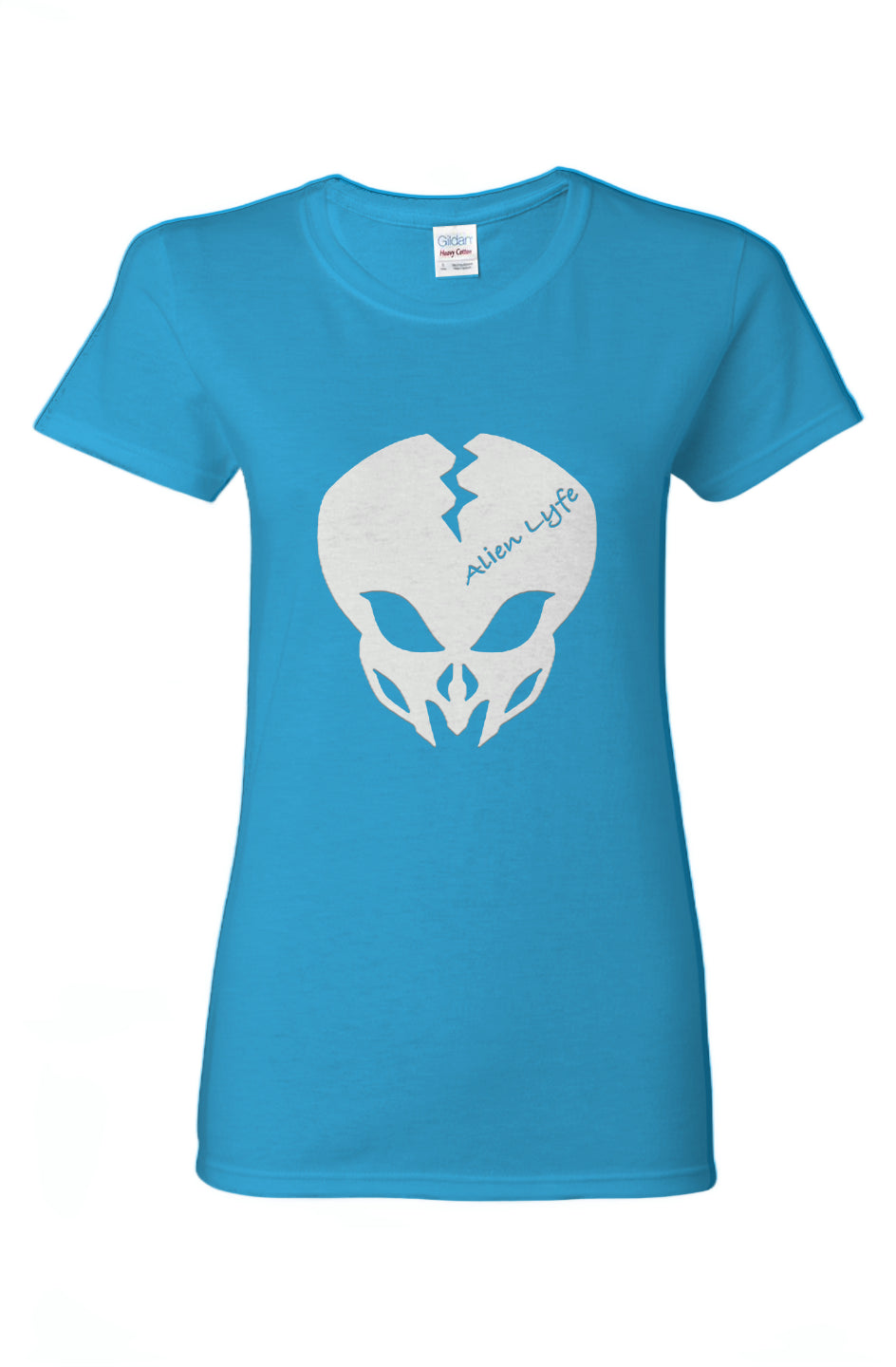 Alien Lyfe (white Logo) Cotton Candy Style, Ladies Heavy Cotton T-Shirt