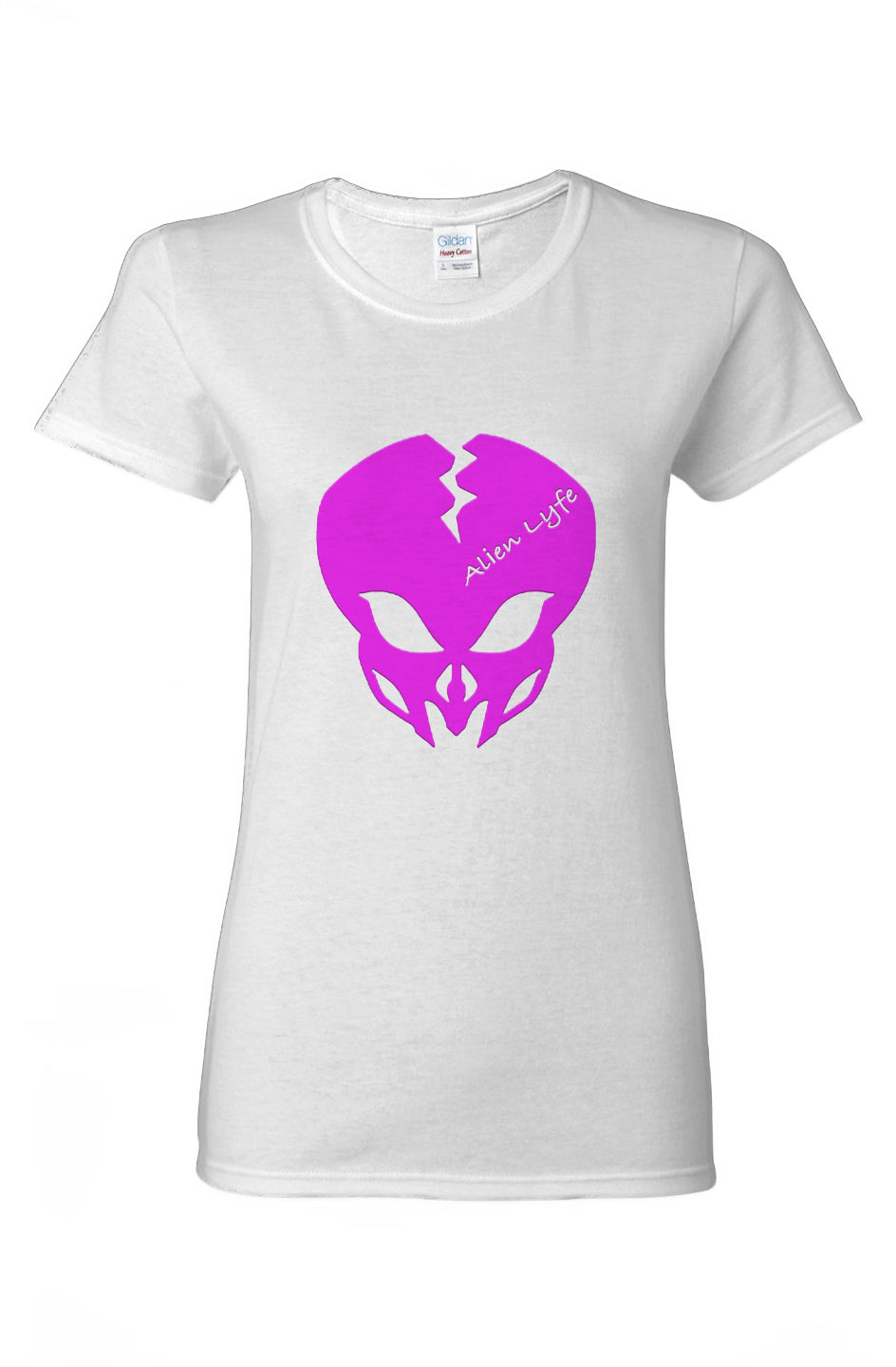 Alien Lyfe (white Logo) Cotton Candy Style, Ladies Heavy Cotton T-Shirt
